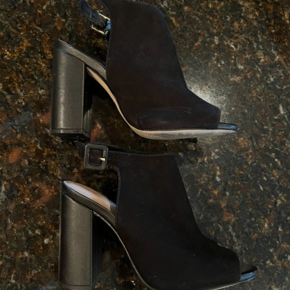 Aldo Black Juliusa Suede Slingback Open Toe Block Heels-Size 6 1/2 - Picture 10 of 13